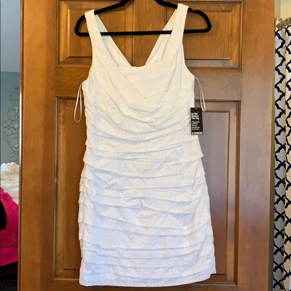 NWT Express ruched eyelet white dress - Size 8